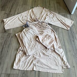 Storq 3 Piece Maternity Loungewear Set in Light Pink Size 6